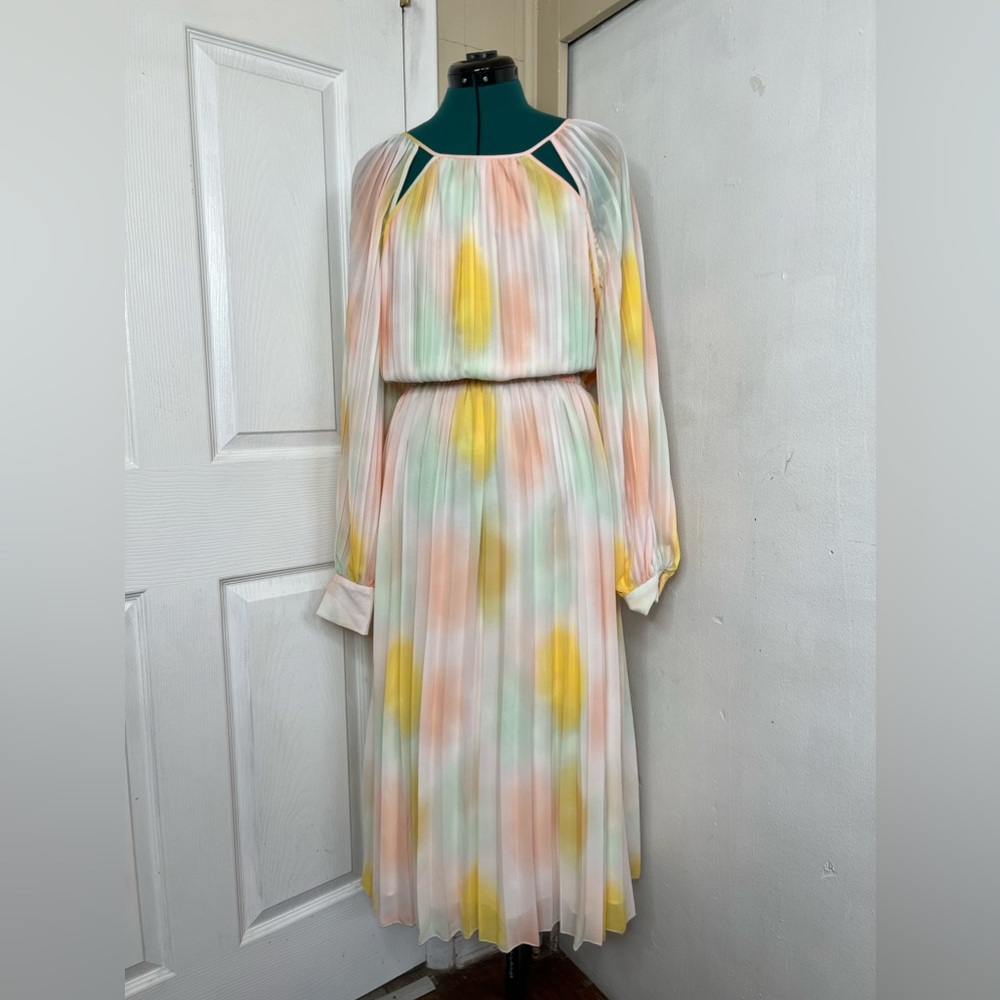 Gibson Latimer Blouson Midi Dress For Women Medium NWT Puff Long Sleeve